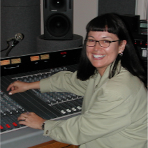 Liz in radio studio